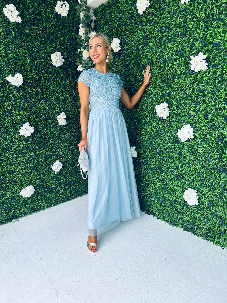 Pica Sequin & Tulle Dress Blue