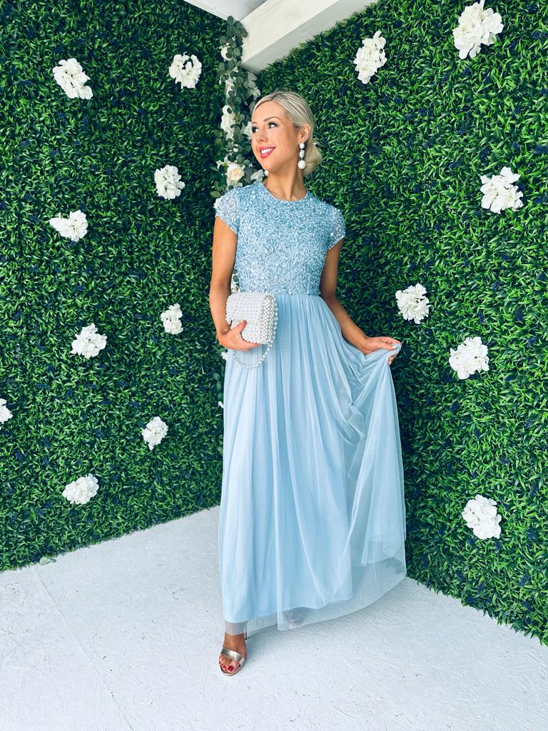 Pica Sequin & Tulle Dress Blue