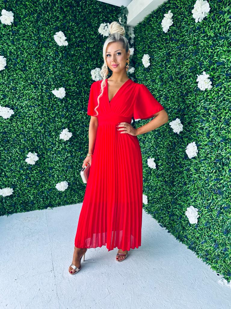 Orla Banded Midi Dress Red