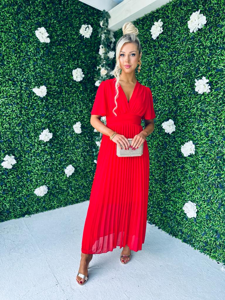Orla Banded Midi Dress Red