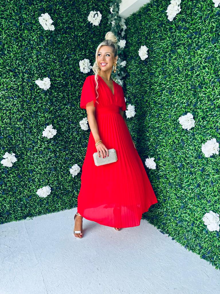 Orla Banded Midi Dress Red