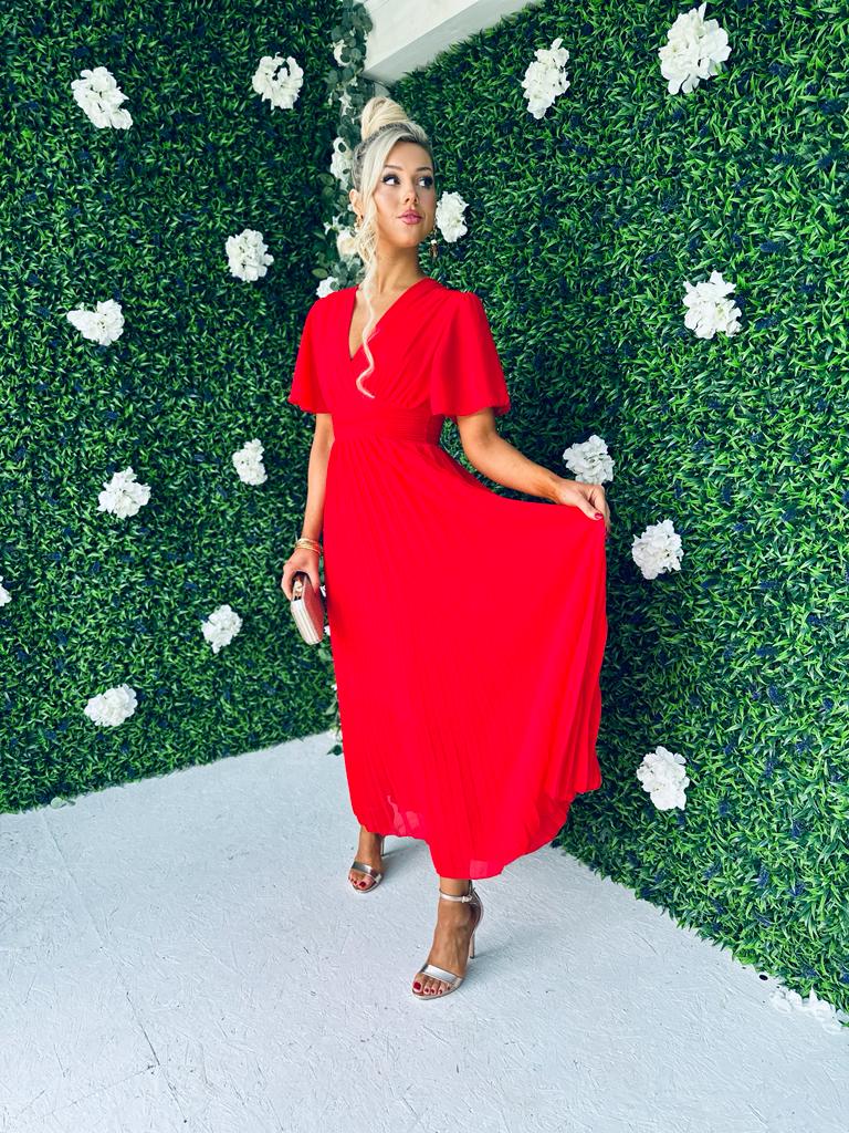 Orla Banded Midi Dress Red