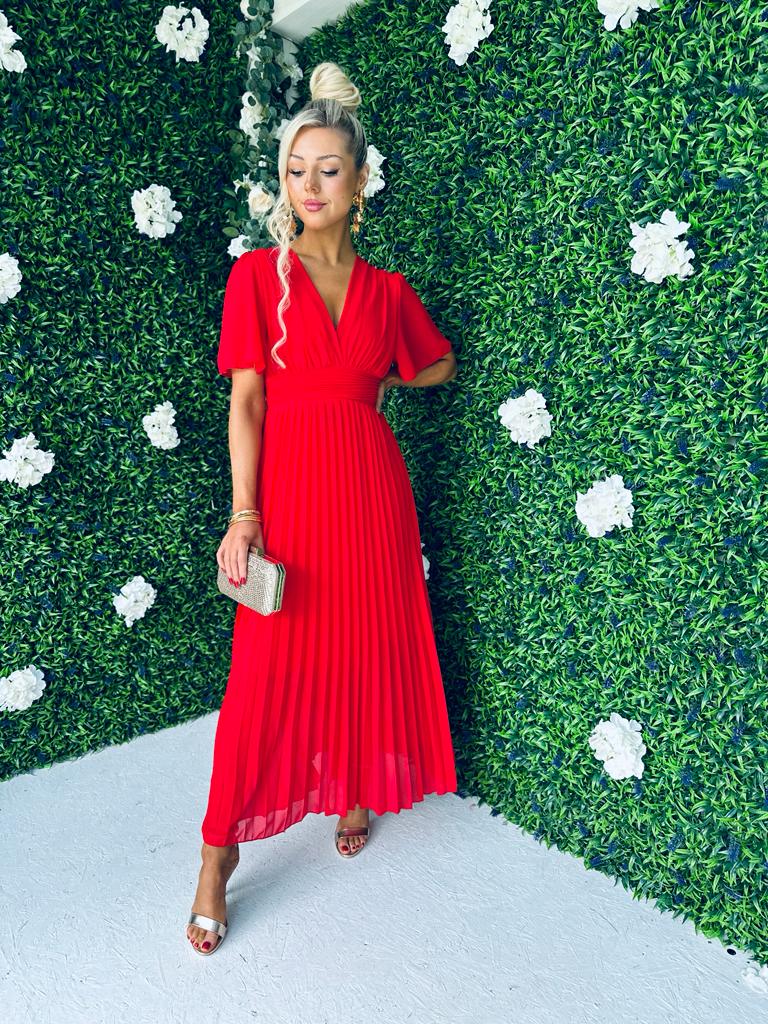 Orla Banded Midi Dress Red