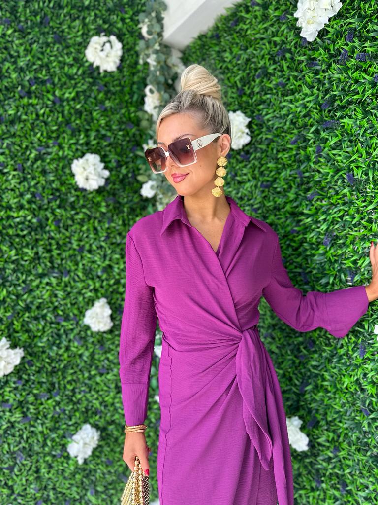 Alba Wrap Midi Dress Berry