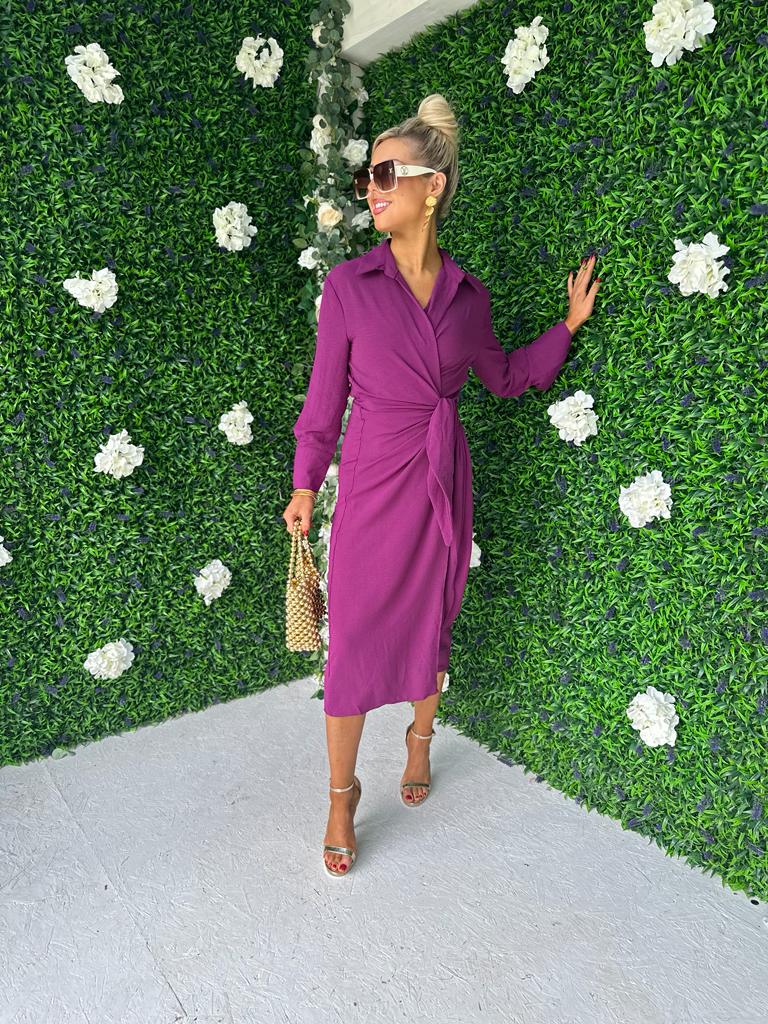 Alba Wrap Midi Dress Berry