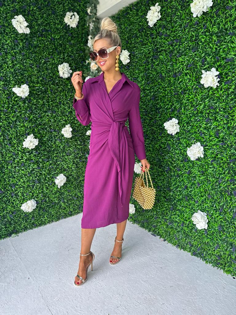 Alba Wrap Midi Dress Berry