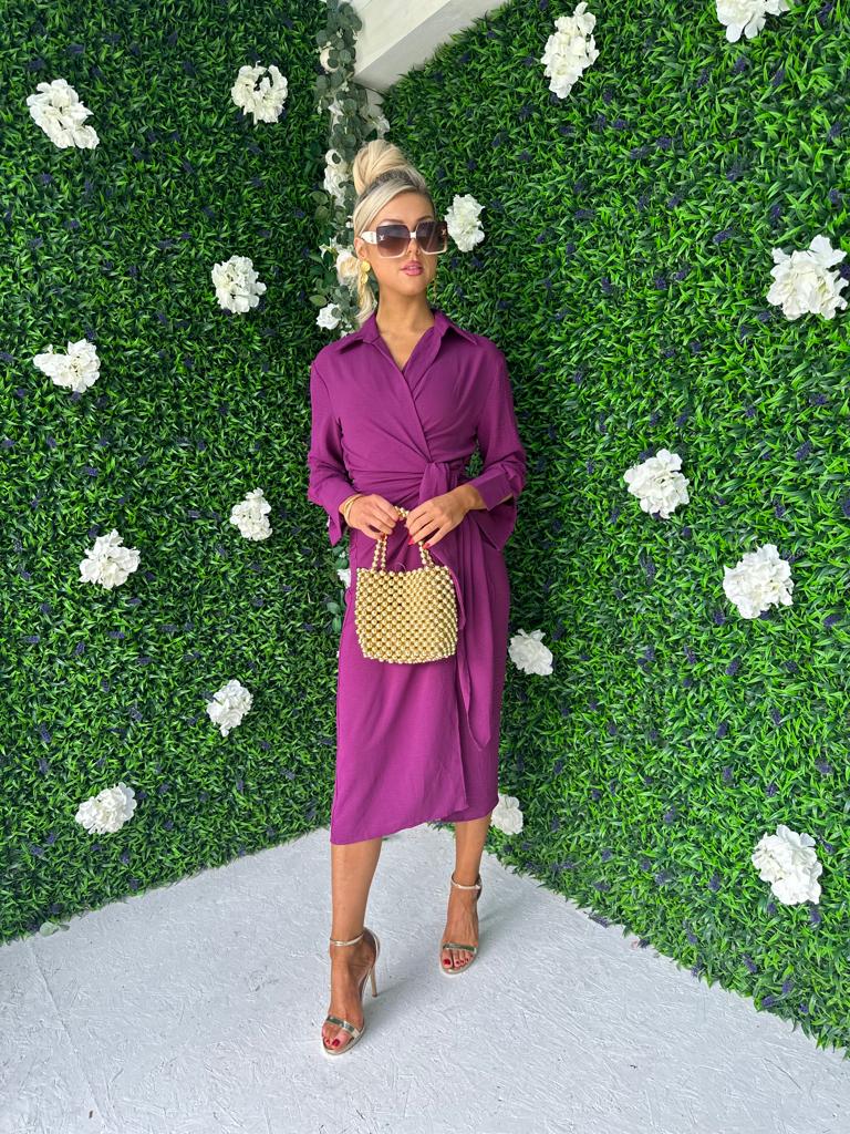 Alba Wrap Midi Dress Berry