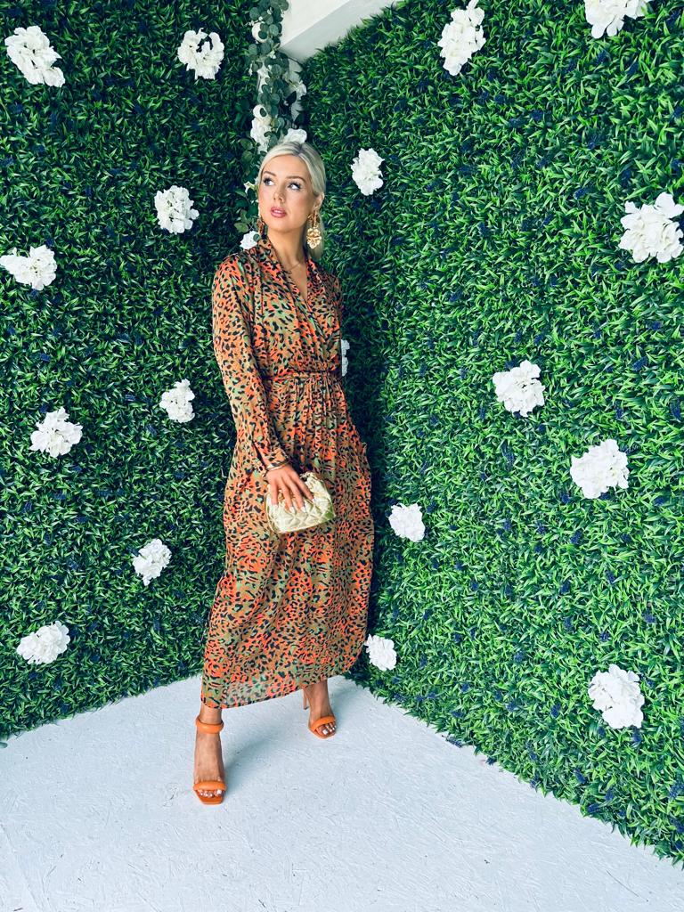 Hana Midaxi Dress Animal Green