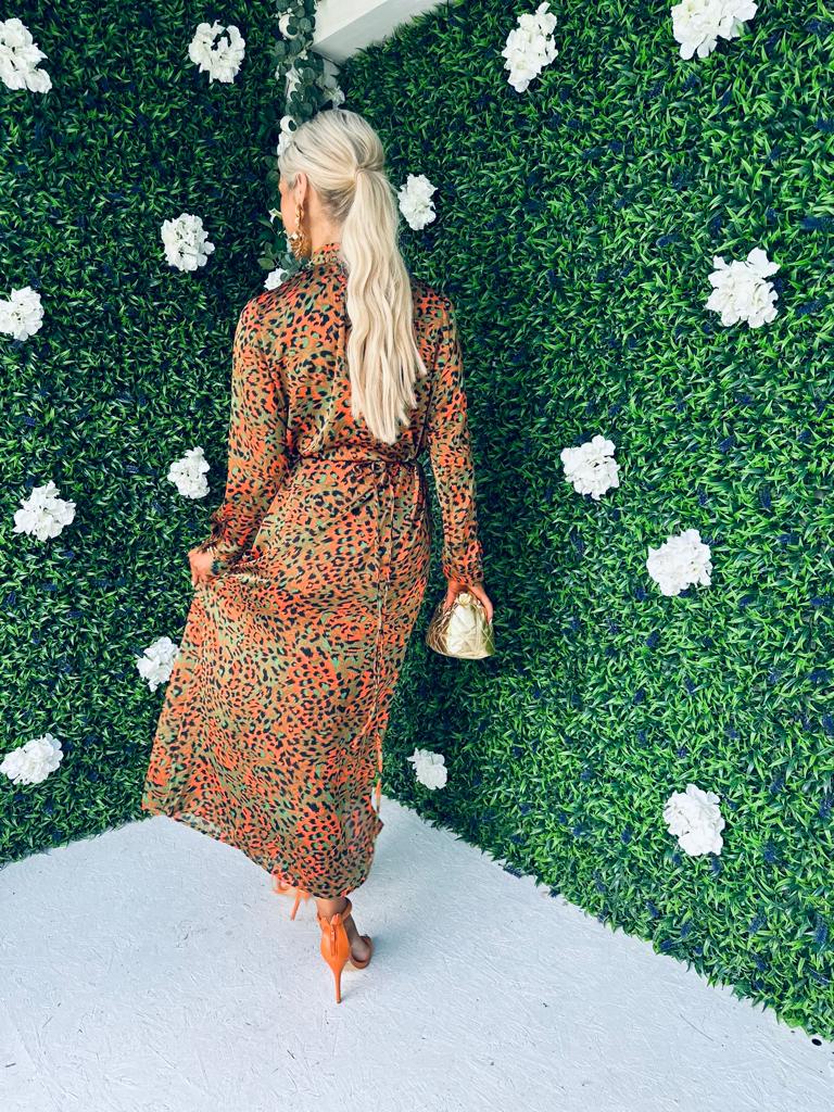 Hana Midaxi Dress Animal Green