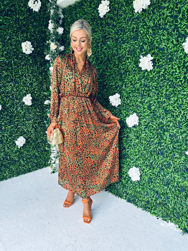 Hana Midaxi Dress Animal Green