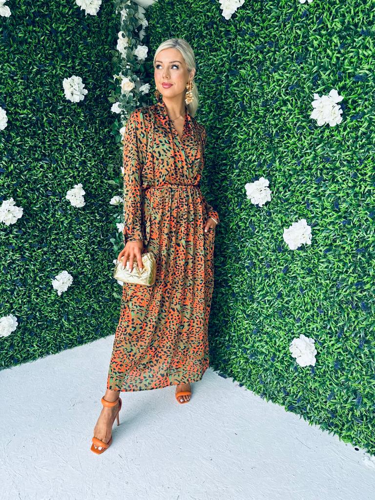Hana Midaxi Dress Animal Green