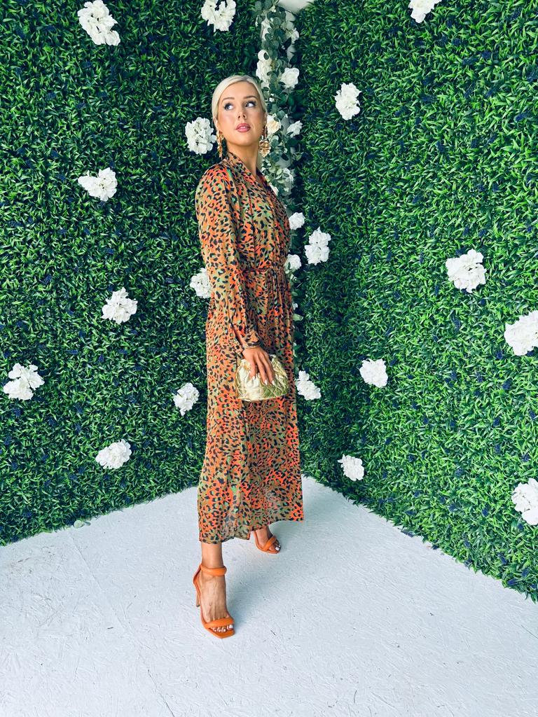 Hana Midaxi Dress Animal Green