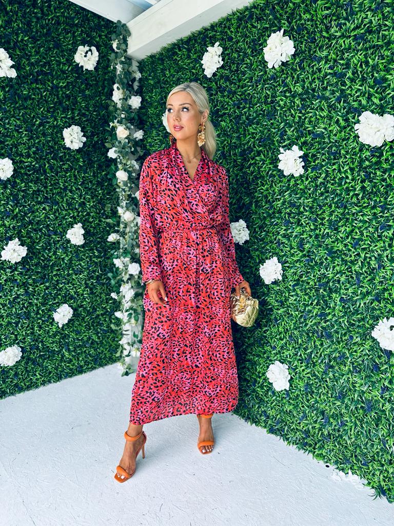 Hana Midaxi Dress Animal Pink