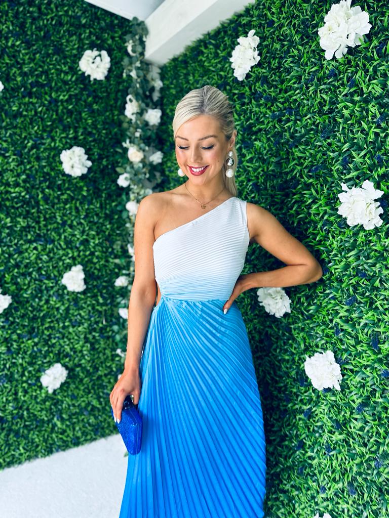 Sam Pleat Dress Ombre Blue