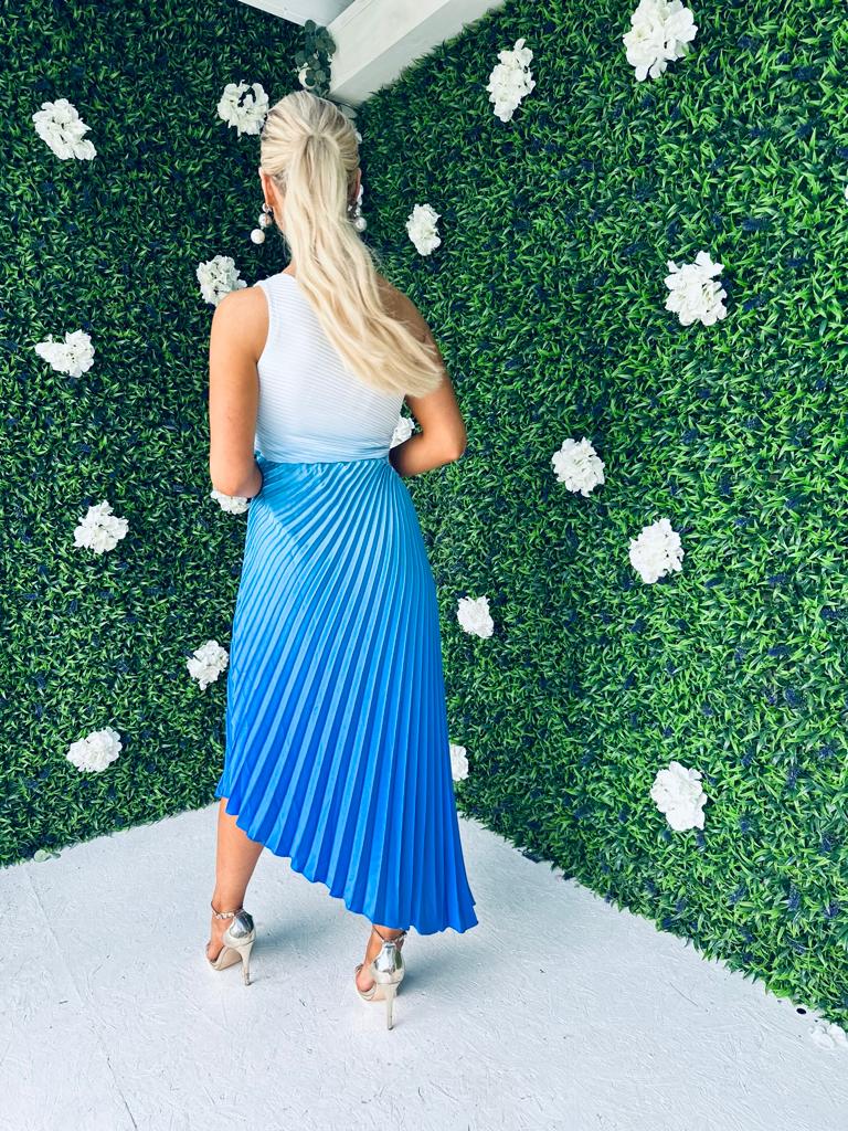 Sam Pleat Dress Ombre Blue