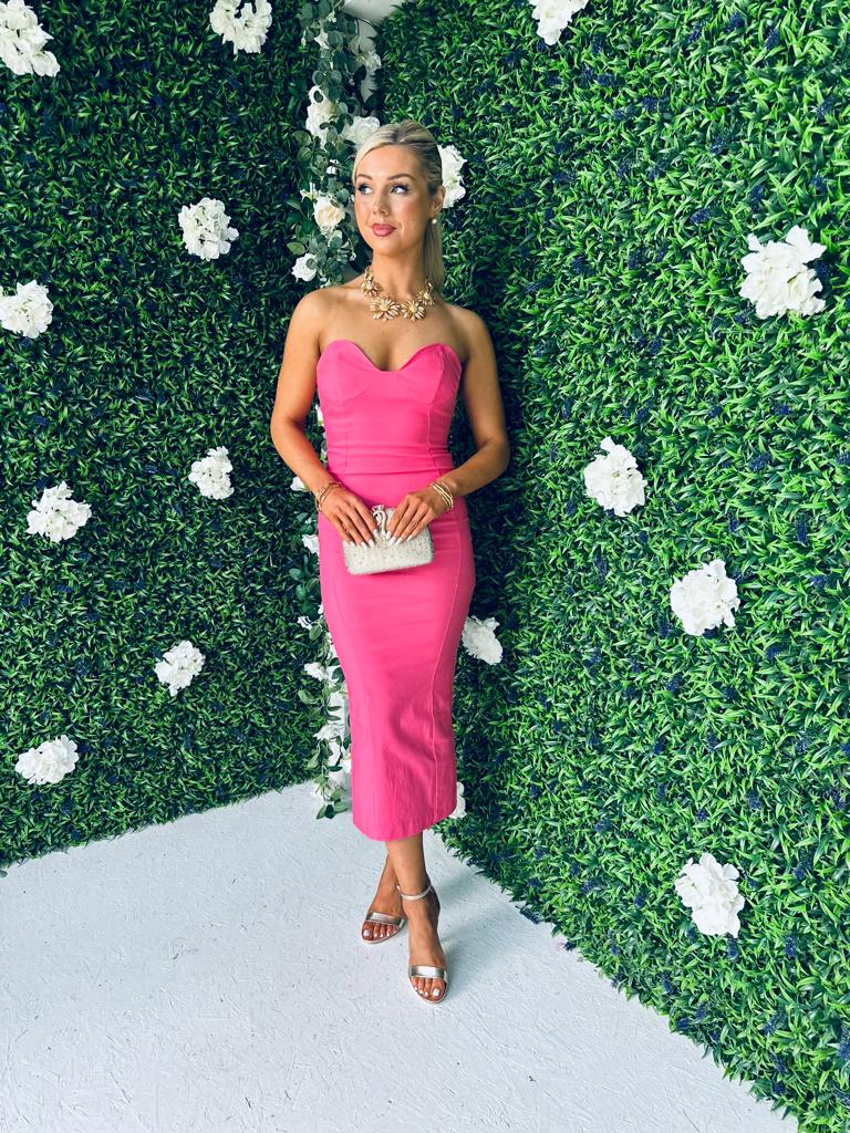 Floren Bandeau Midi Dress pink