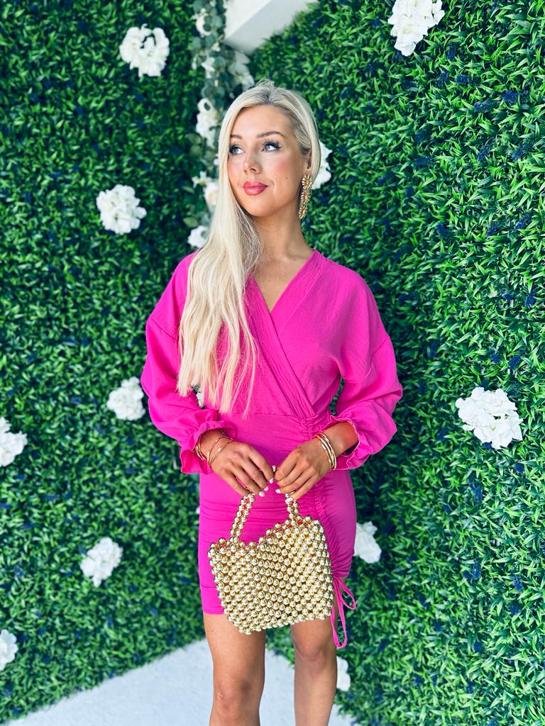 Camille Detail Mini Dress Fuchsia