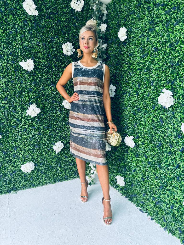Devin Sequin Midi Dress Teal