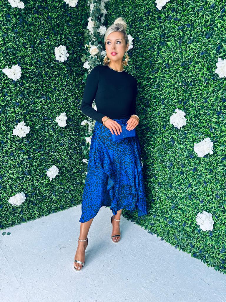 Addilyn 2 in 1 Frill Midi Dress Cobalt