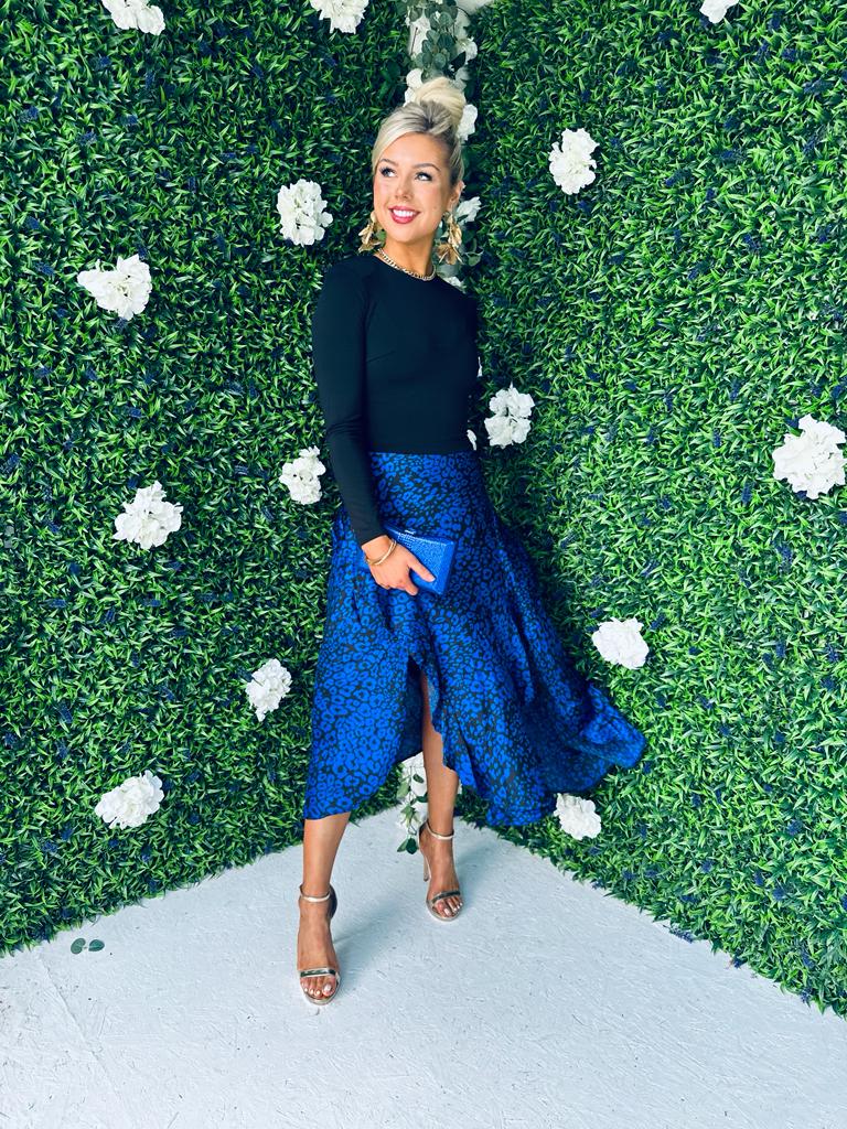 Addilyn 2 in 1 Frill Midi Dress Cobalt
