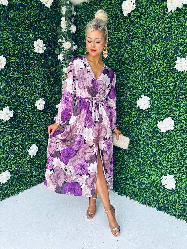 Kiva Midi Dress Floral Lilac