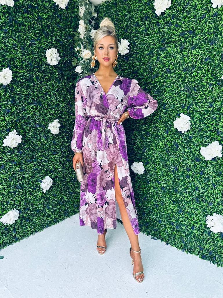 Kiva Midi Dress Floral Lilac