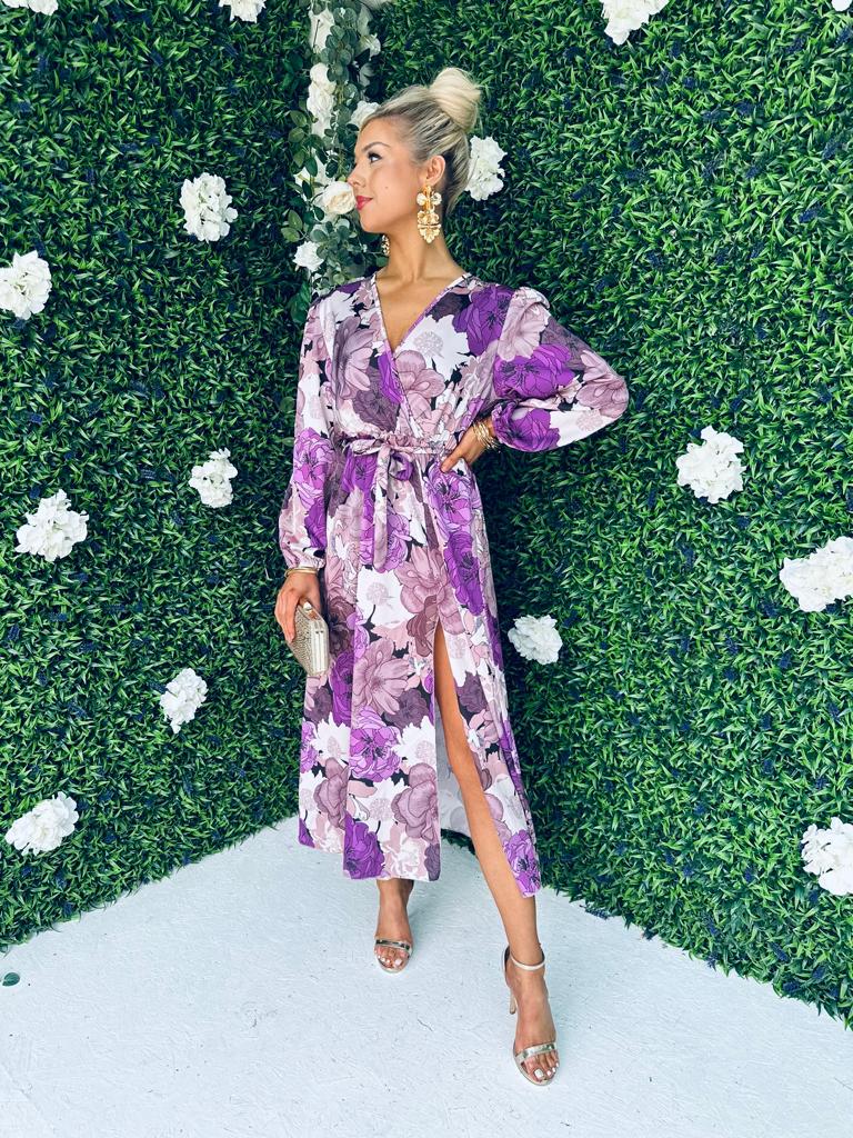 Kiva Midi Dress Floral Lilac