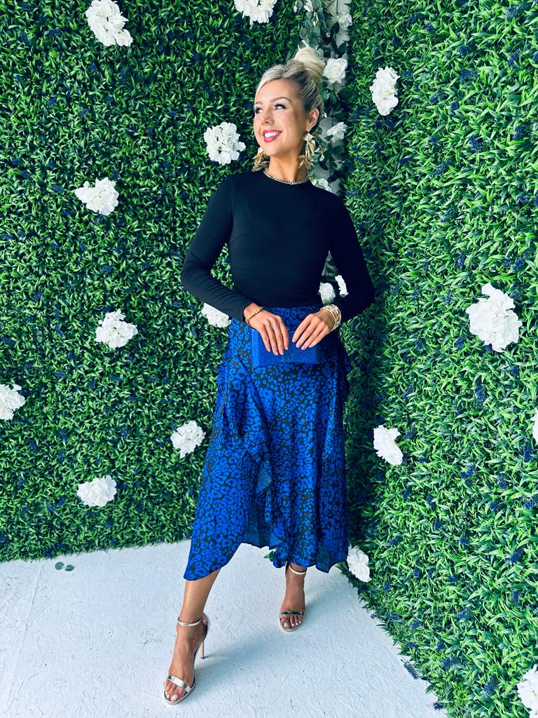 Addilyn 2 in 1 Frill Midi Dress Cobalt