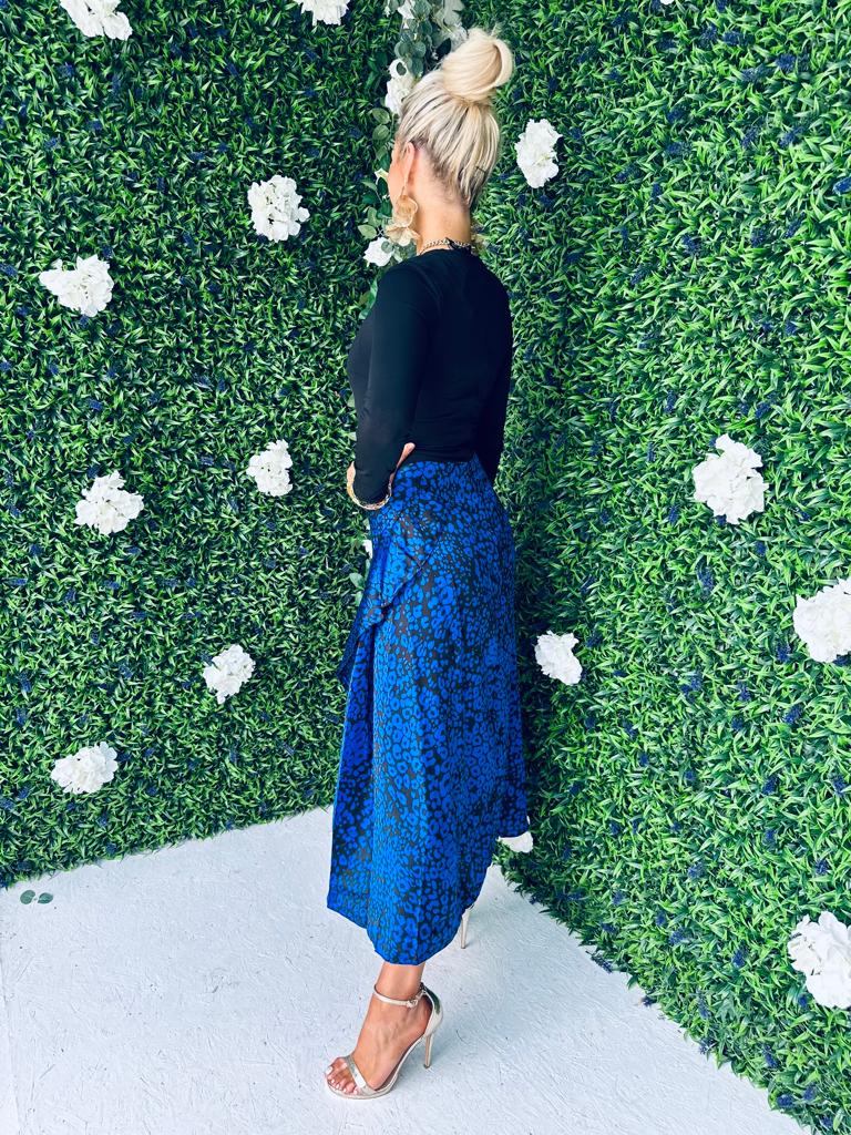 Addilyn 2 in 1 Frill Midi Dress Cobalt