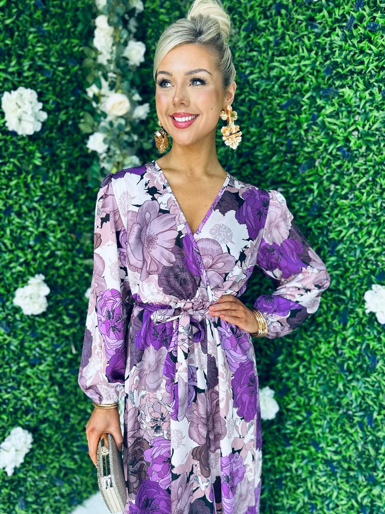 Kiva Midi Dress Floral Lilac