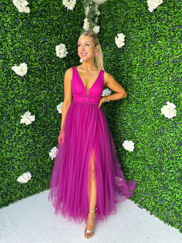 Lenore Tulle Maxi Dress Orchid