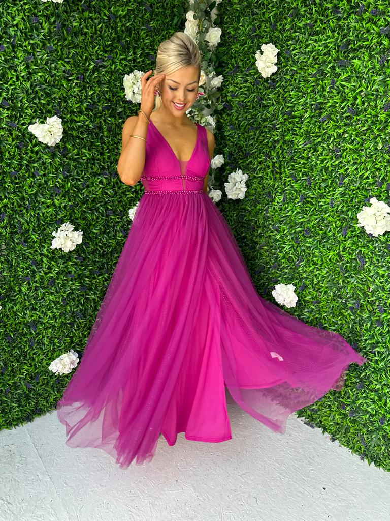 Lenore Tulle Maxi Dress Orchid