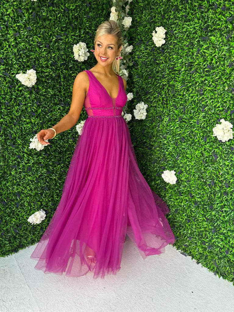 Lenore Tulle Maxi Dress Orchid