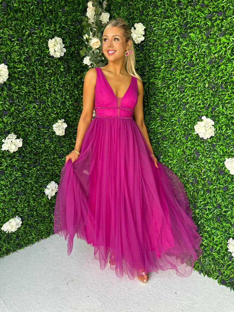 Lenore Tulle Maxi Dress Orchid