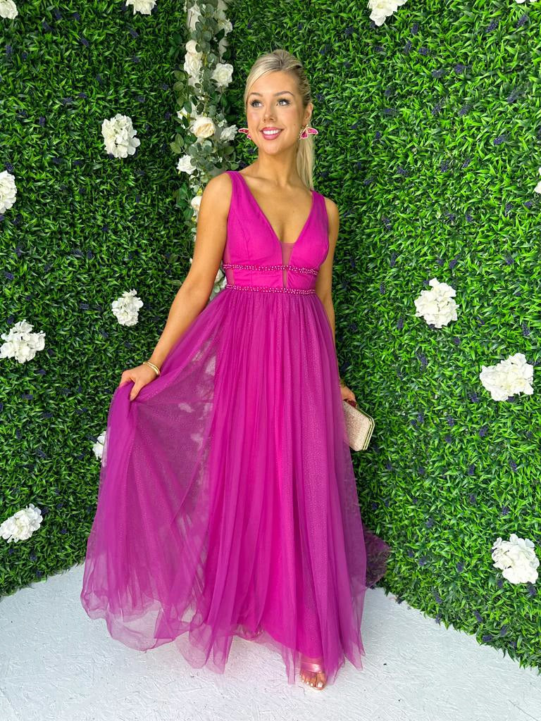 Lenore Tulle Maxi Dress Orchid