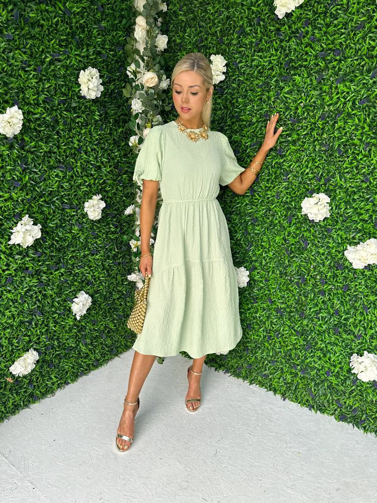 Remi Puff Sleeve Midi Dress Mint