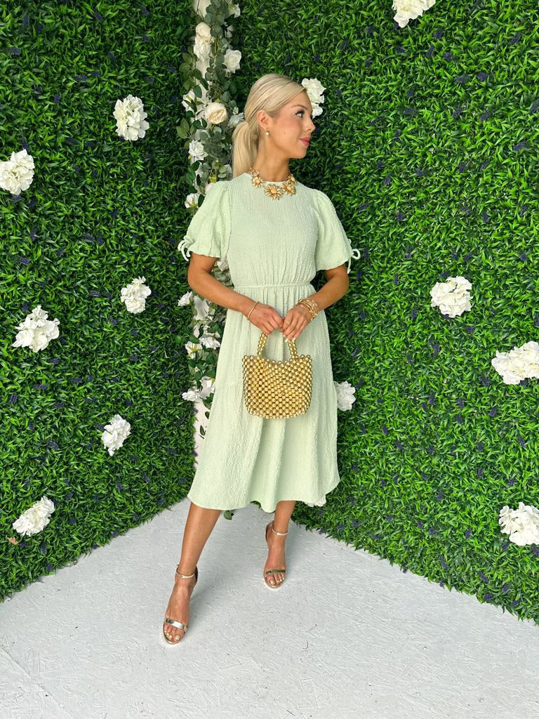 Remi Puff Sleeve Midi Dress Mint