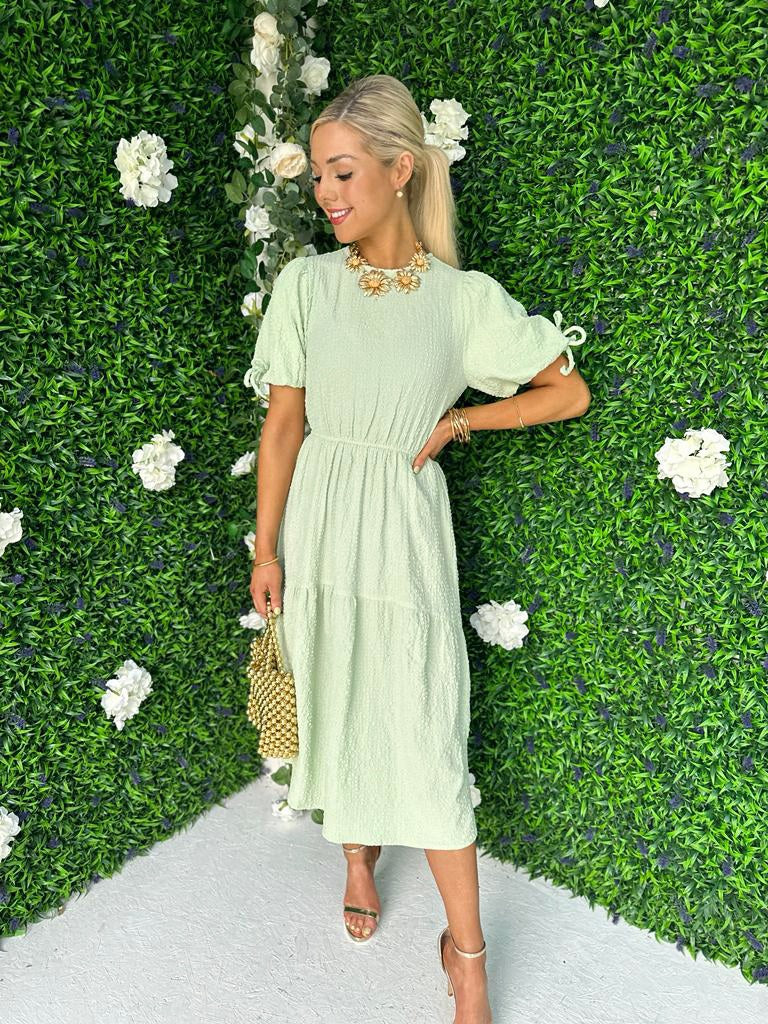 Remi Puff Sleeve Midi Dress Mint