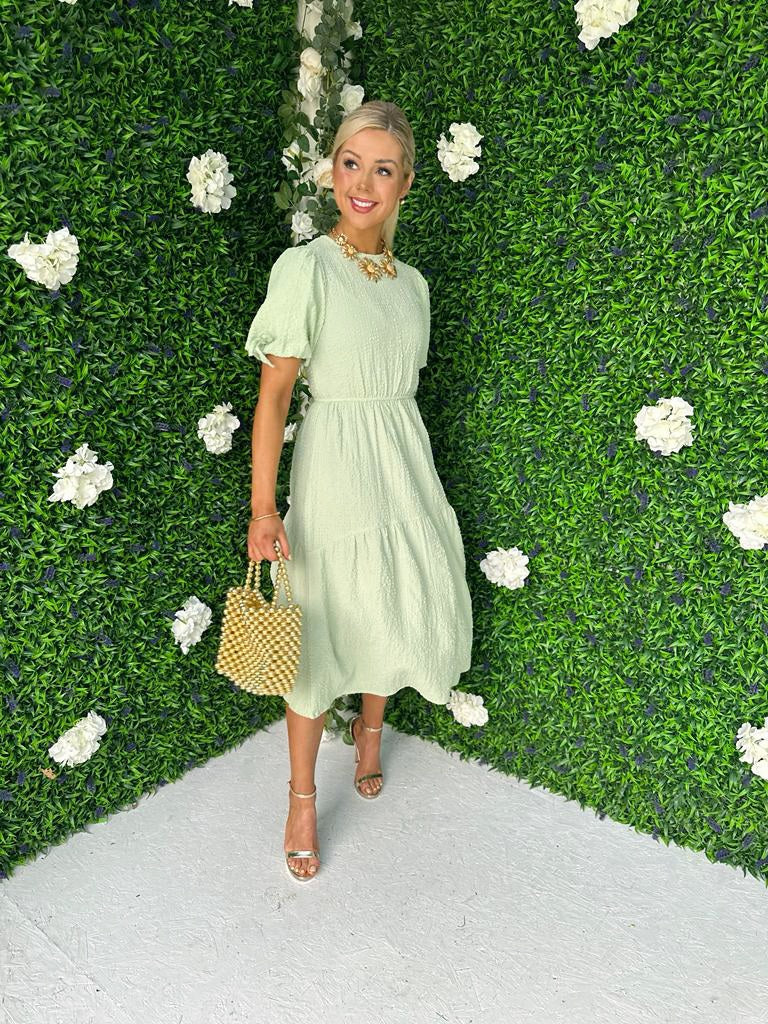 Remi Puff Sleeve Midi Dress Mint