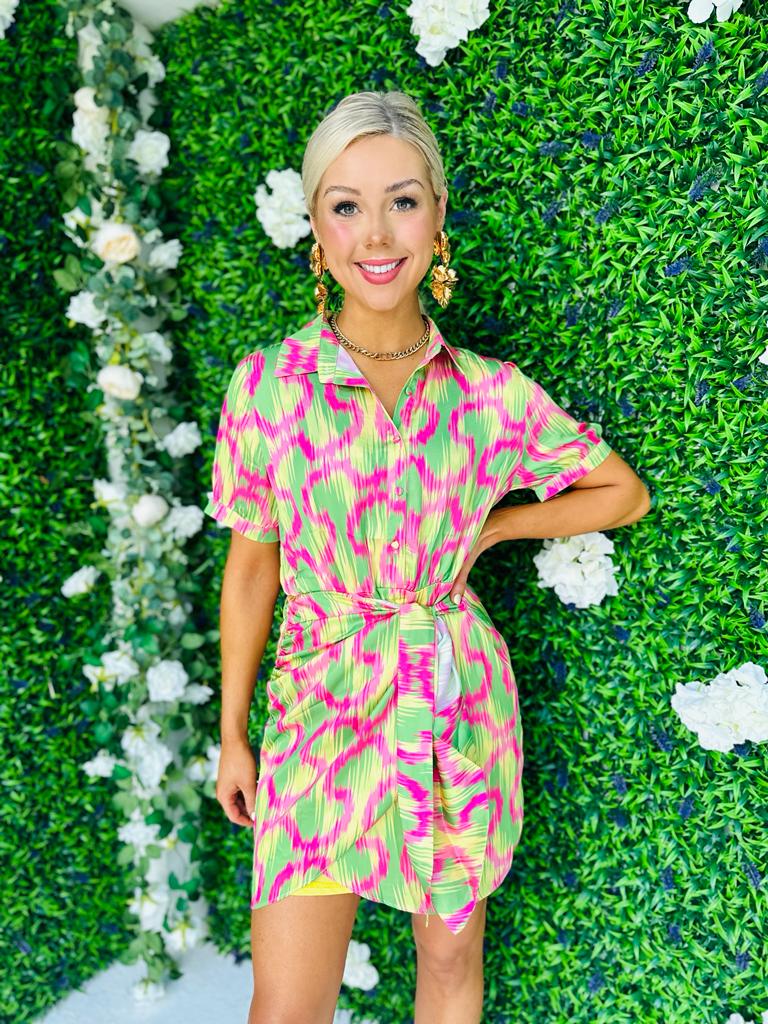 Wilo Stripe Mini Dress Lime