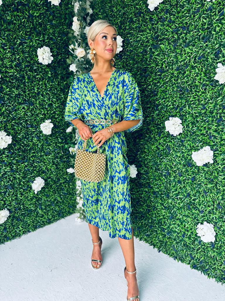 Trina Midi Dress Green/Blue