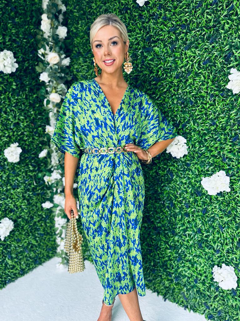 Trina Midi Dress Green/Blue