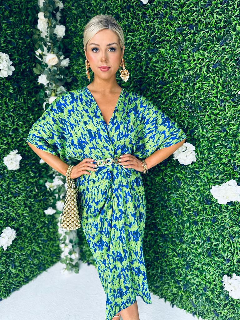 Trina Midi Dress Green/Blue