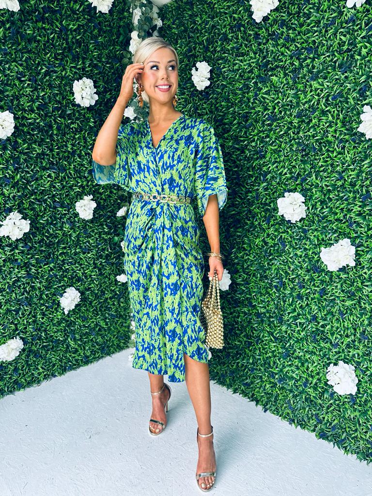 Trina Midi Dress Green/Blue