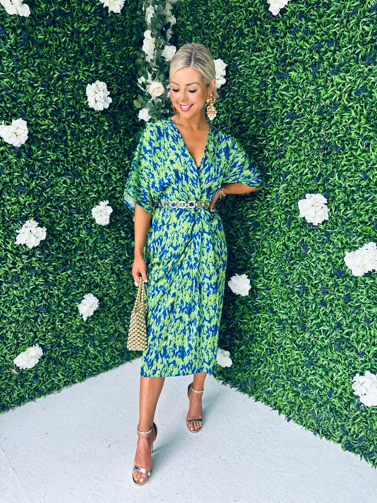 Trina Midi Dress Green/Blue