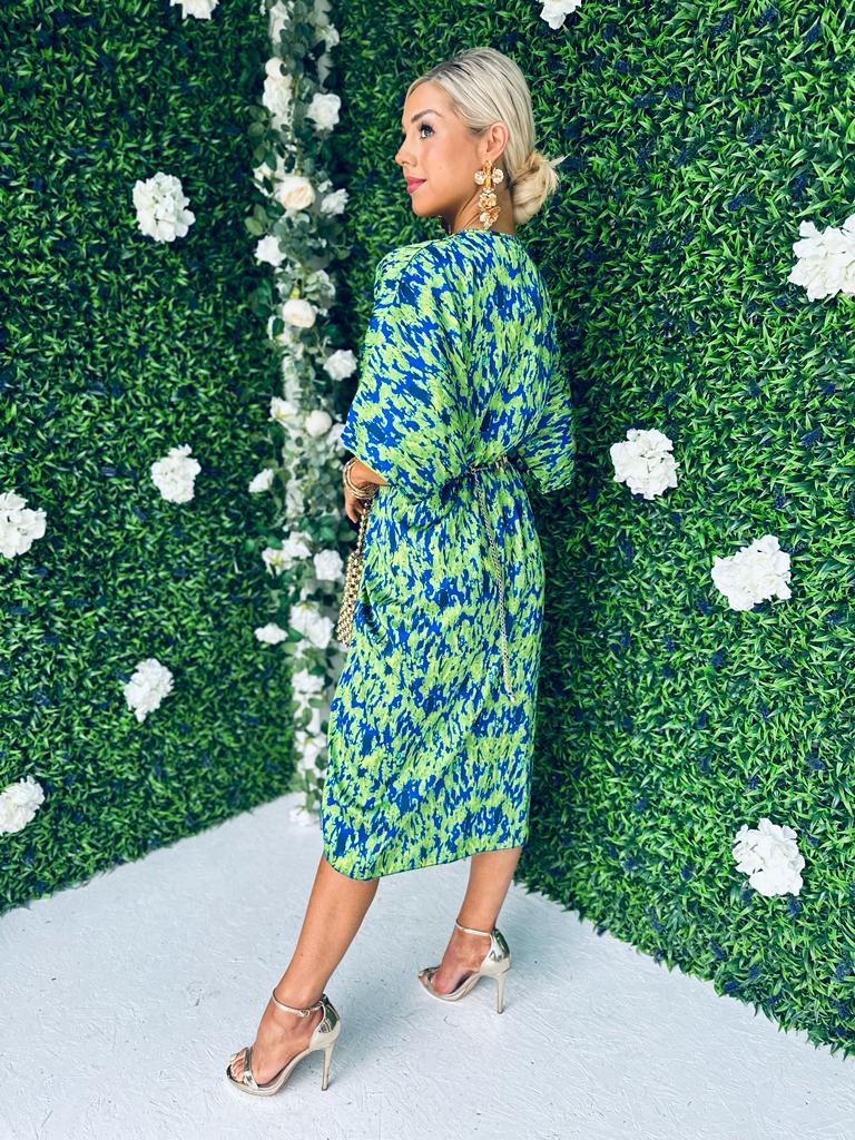 Trina Midi Dress Green/Blue