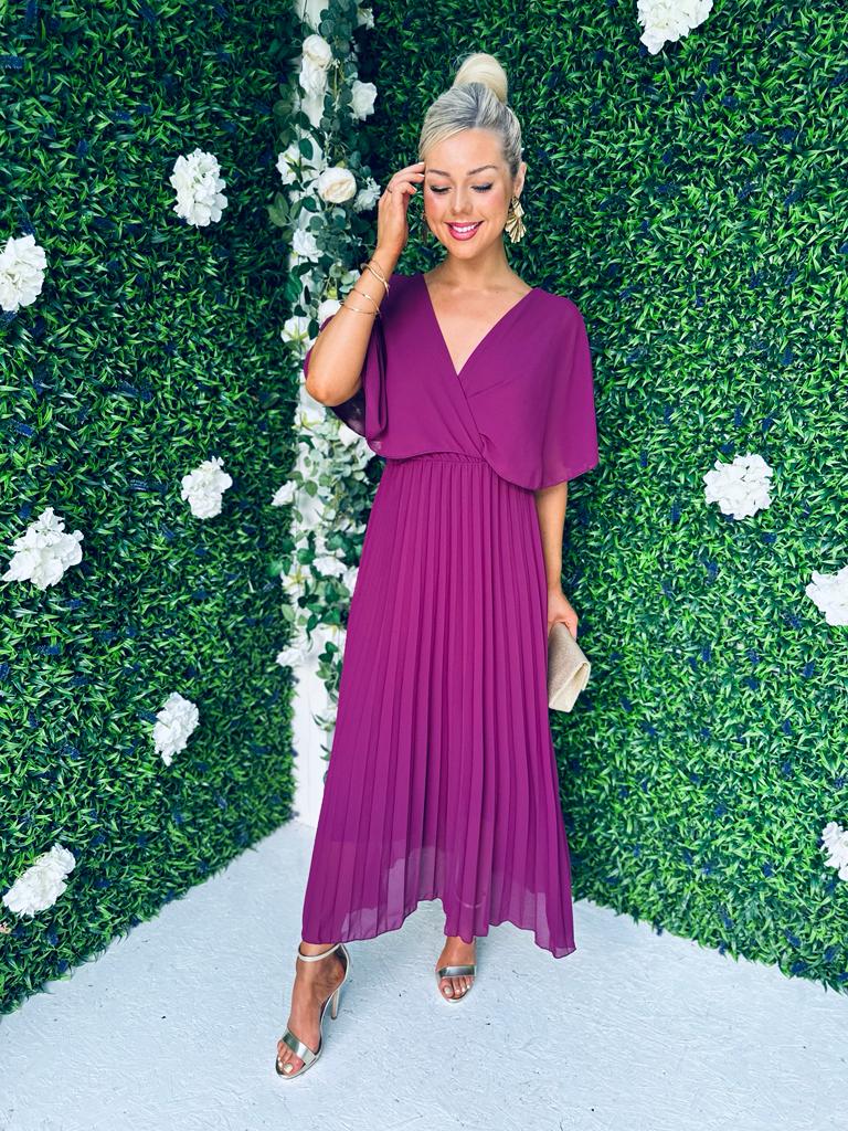 Fergie Pleated Dress Berry