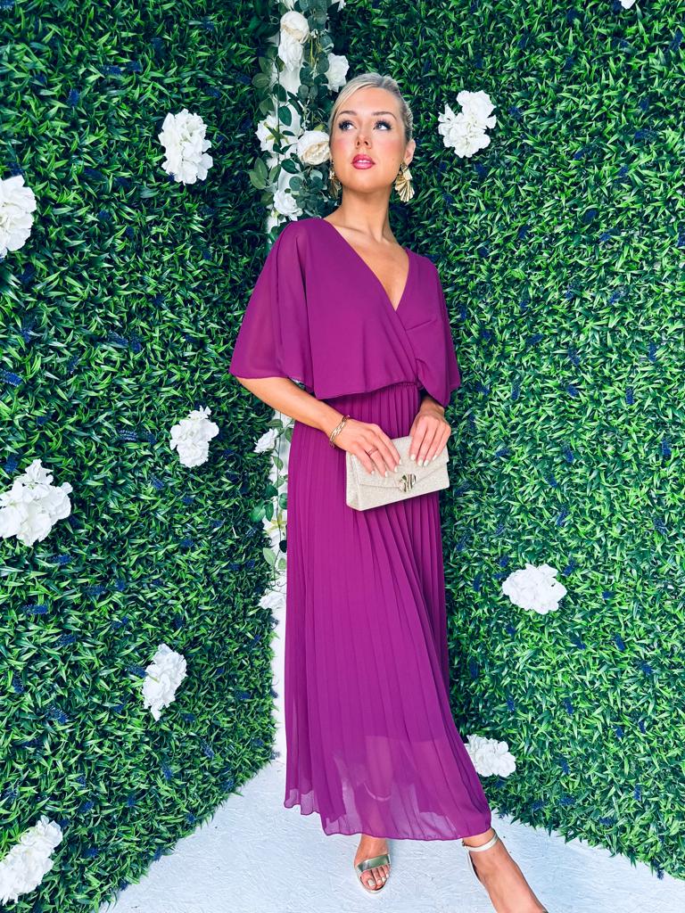 Fergie Pleated Dress Berry