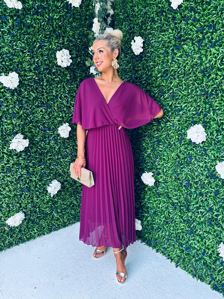 Fergie Pleated Dress Berry