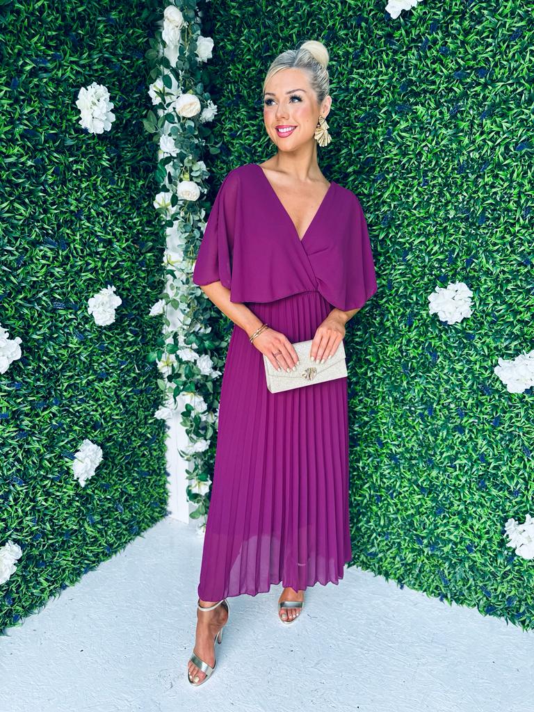Fergie Pleated Dress Berry